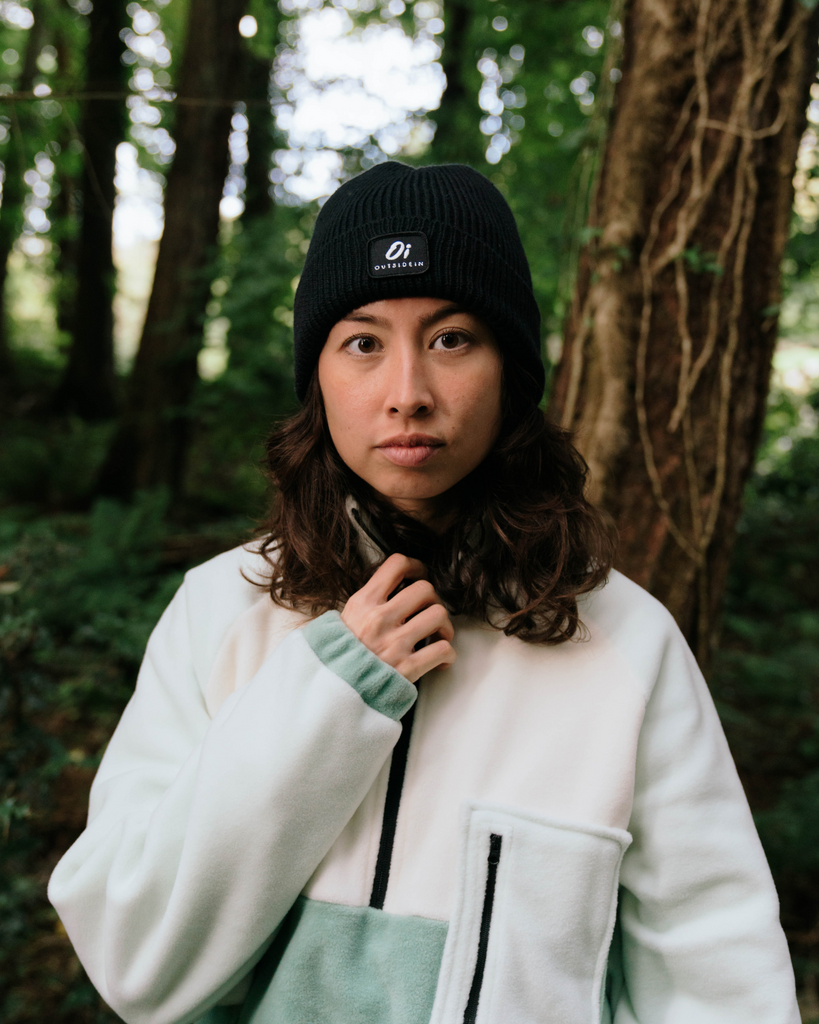 Black thermal beanie hat, warm winter knit cap, unisex knitted accessory