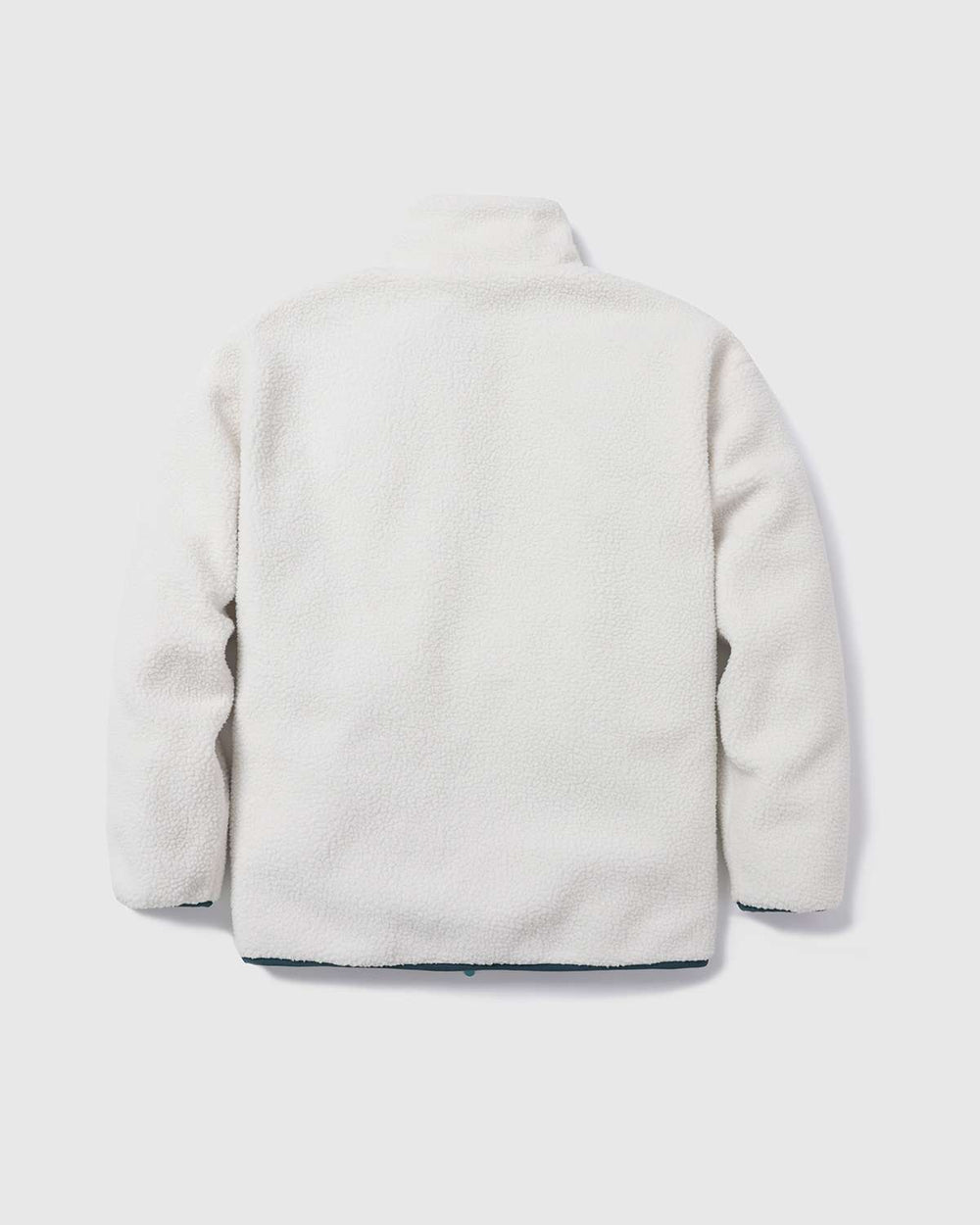 White sherpa reversible fleece jacket, full back view