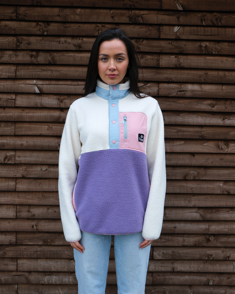 Candy Purple Button Up Women's Borg Fleece