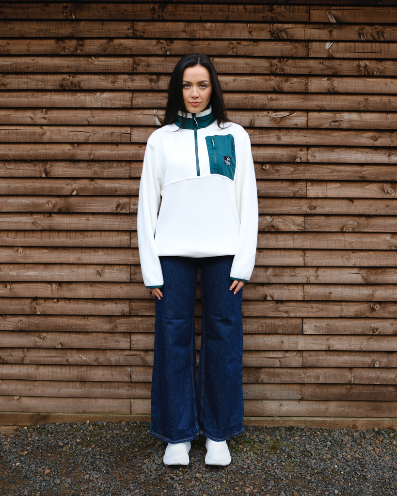 cream & pine green unisex fleece