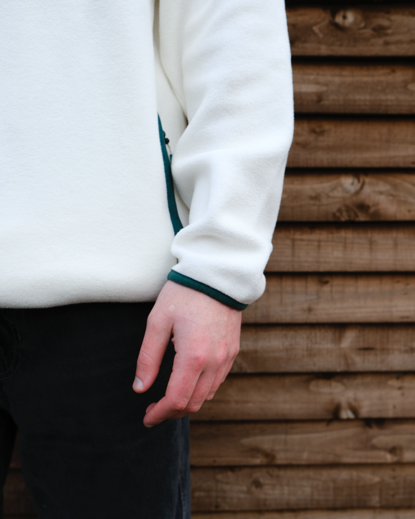 cream and pine green unisex fleece