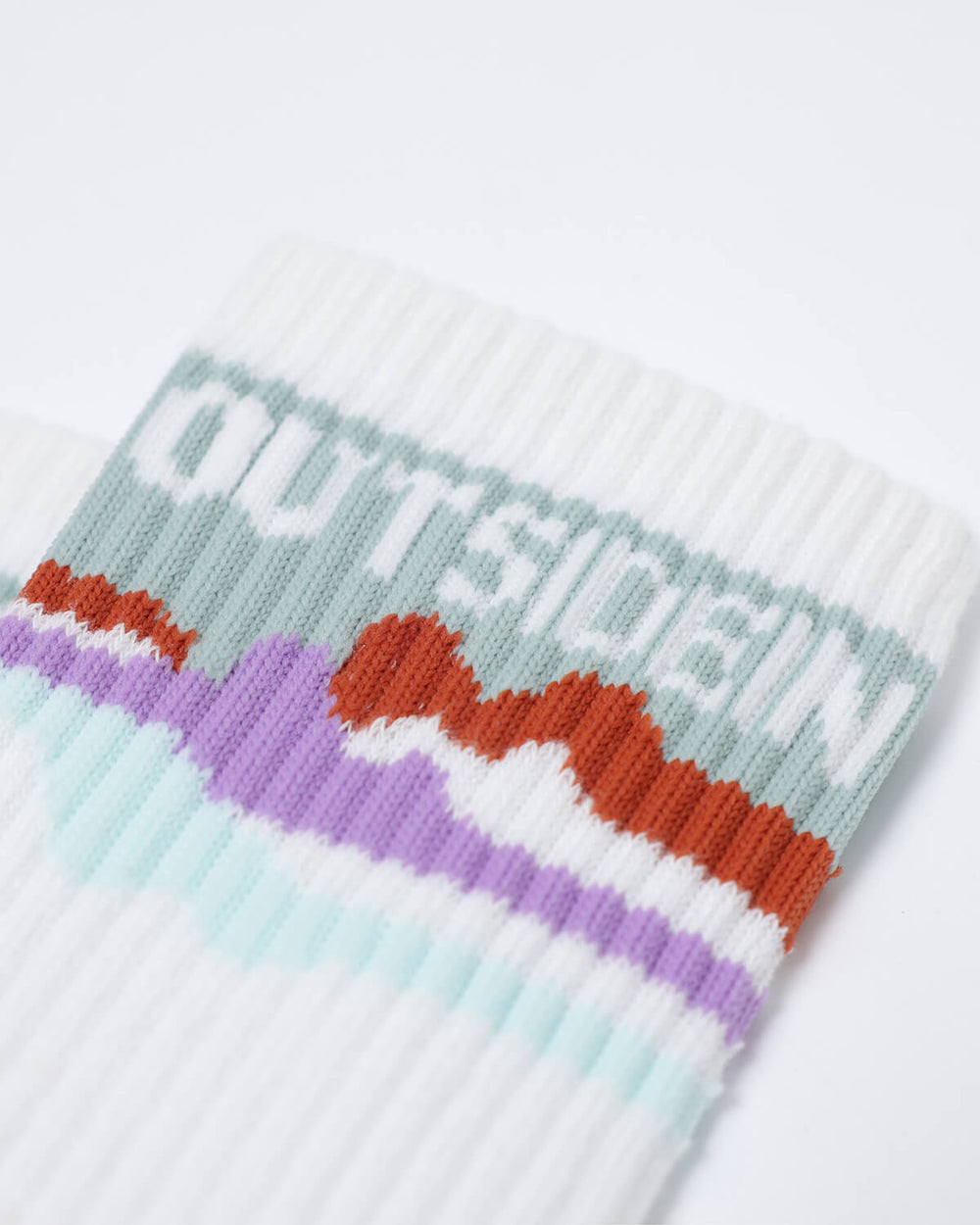 Abstract Purple Haze Sage Crew Socks Close-up