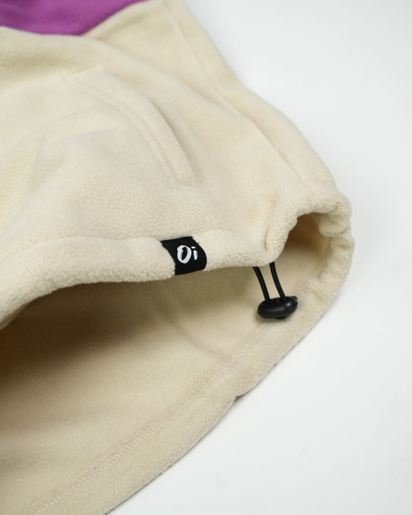 Unisex Aqua Purple Band Fleece with panelled design, toggle fastening, and cosy pockets