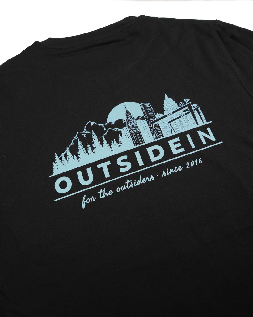 Black T-shirt with Horizon graphic on back