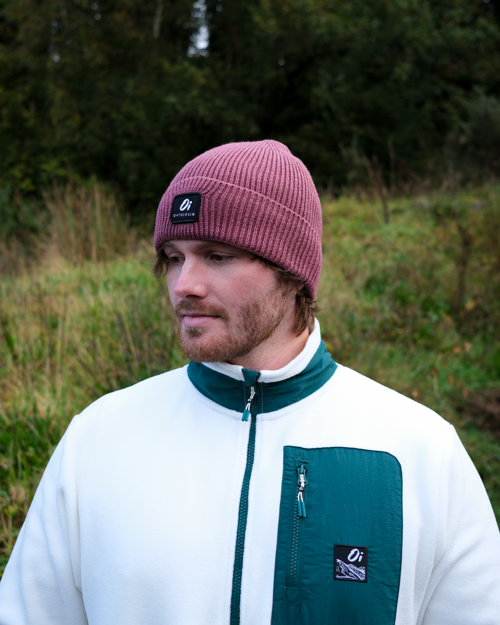 OutsideIn Berry_Ribbed_Beanie, lifestyle photo2