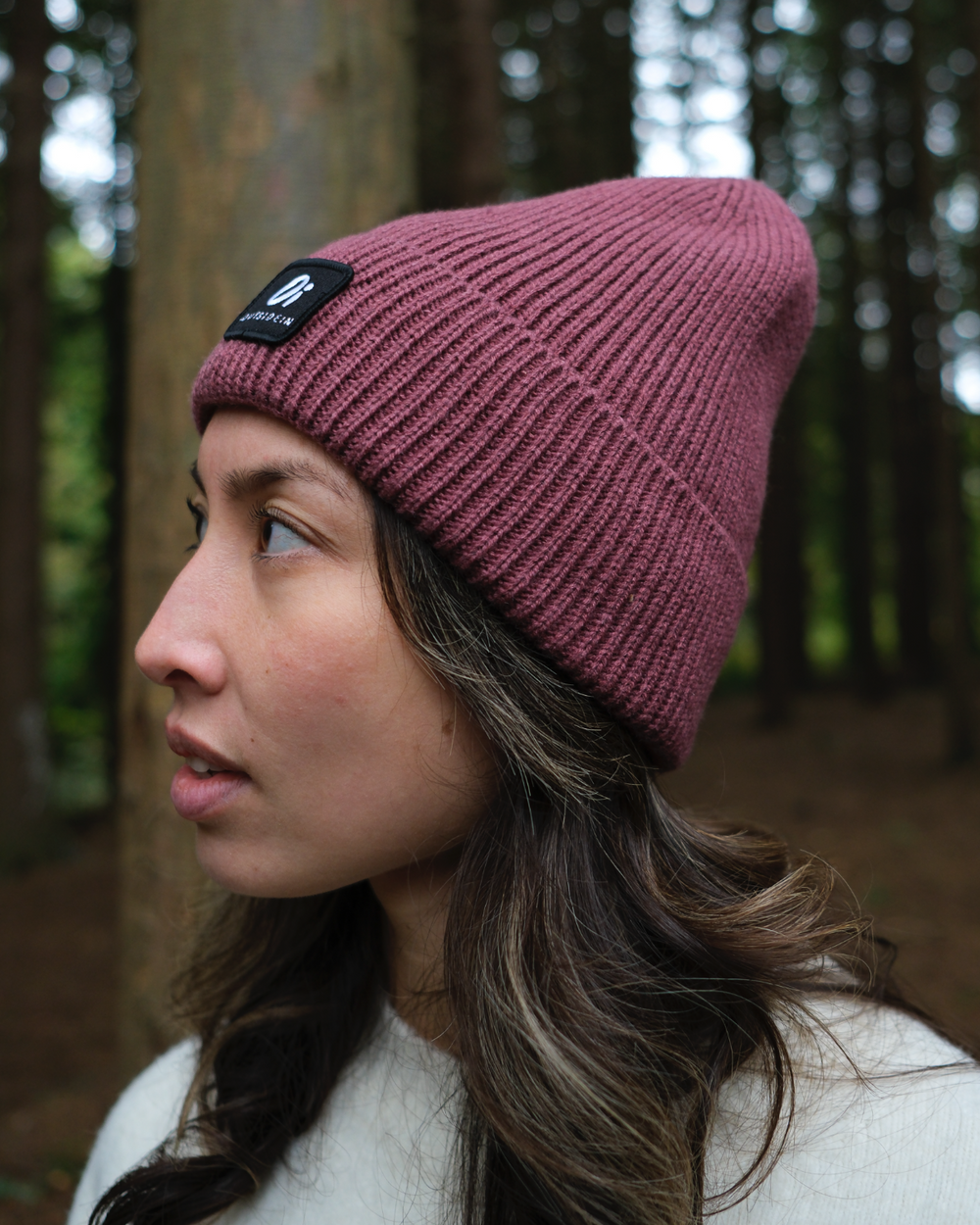 OutsideIn Berry_Ribbed_Beanie, lifestyle photo