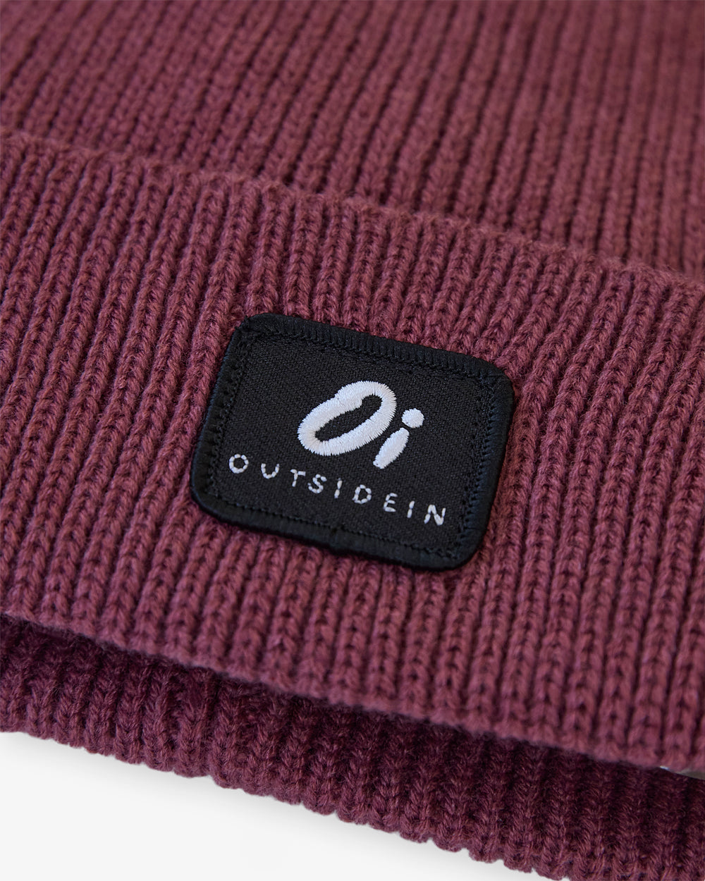 OutsideIn Berry_Ribbed_Beanie, close view