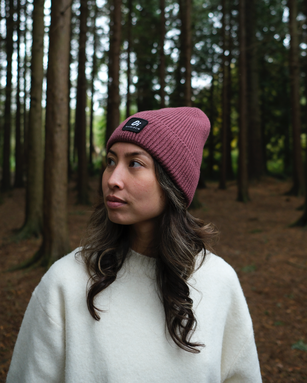 OutsideIn Berry_Ribbed_Beanie, lifestyle photo