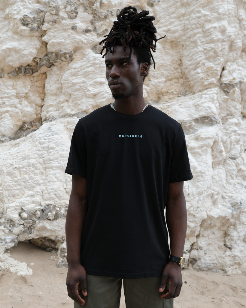 Black T-shirt with Horizon graphic on back