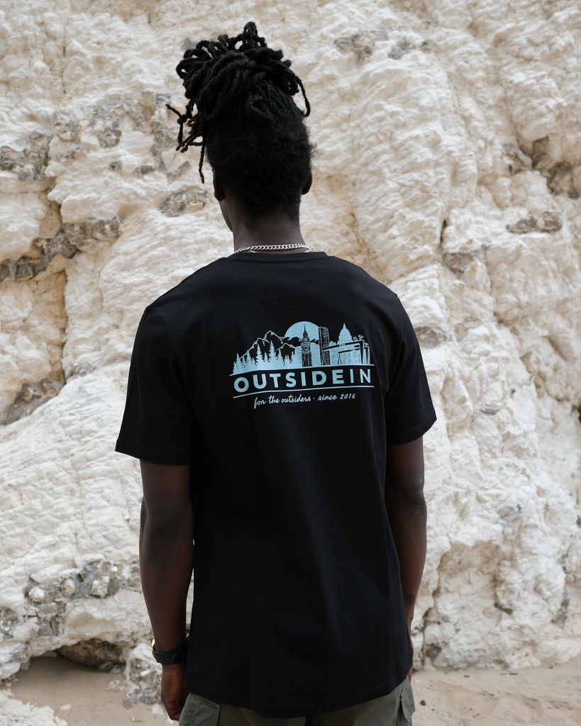 Black T-shirt with Horizon graphic on back