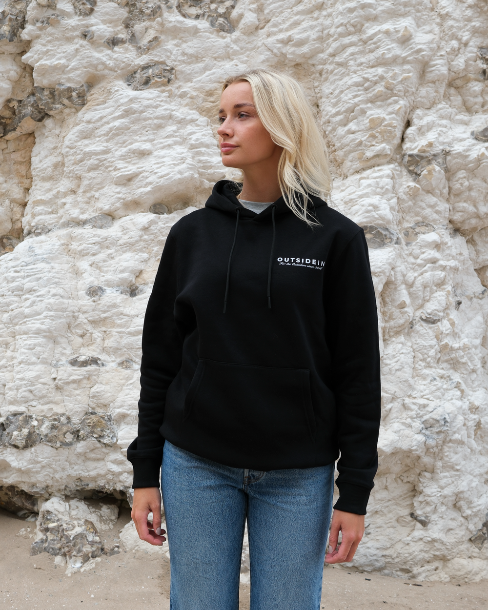 OutsideIn Black hoodie with core logo