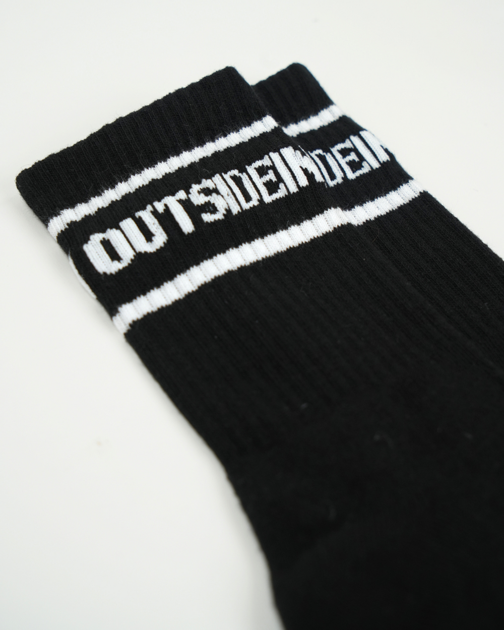OutsideIn Black Vintage Socks, close up view