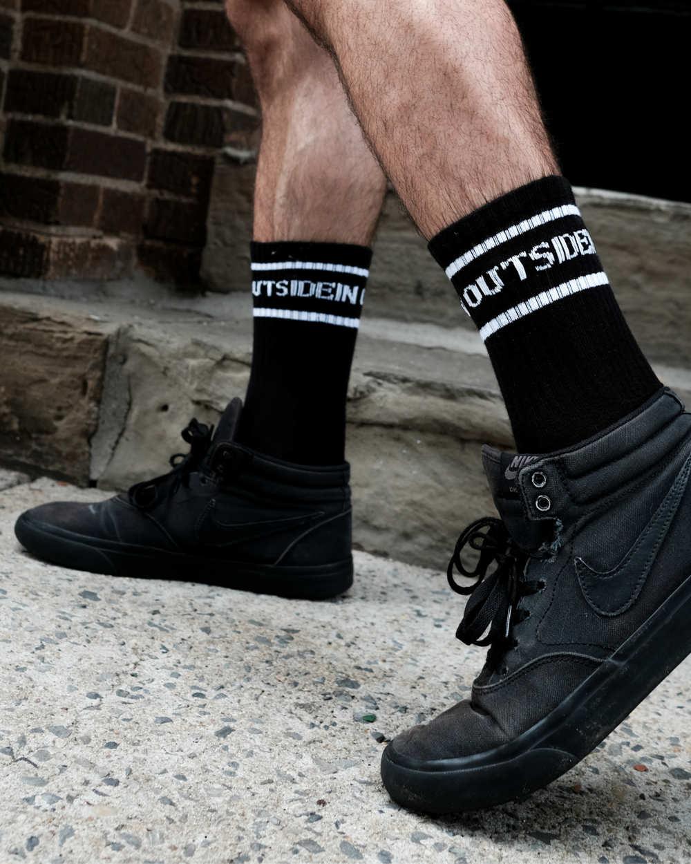 OutsideIn Black Vintage Socks, model shot