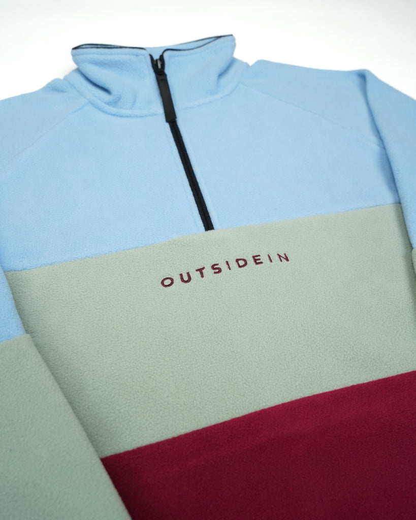 Blue Sage Band Fleece with panelled design, toggle fastening, and cosy pockets