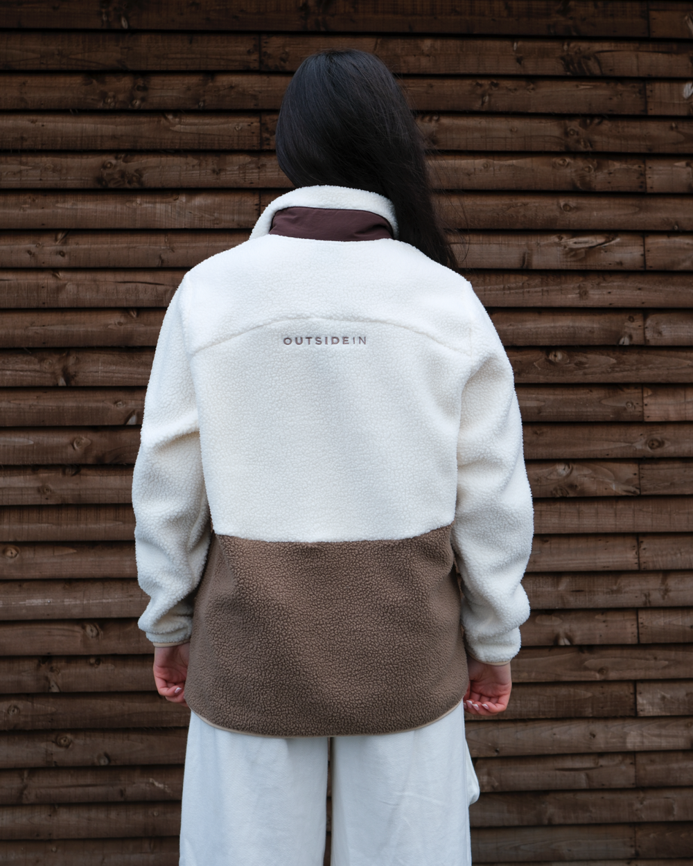 Chestnut Button Up Brown Borg Fleece back view
