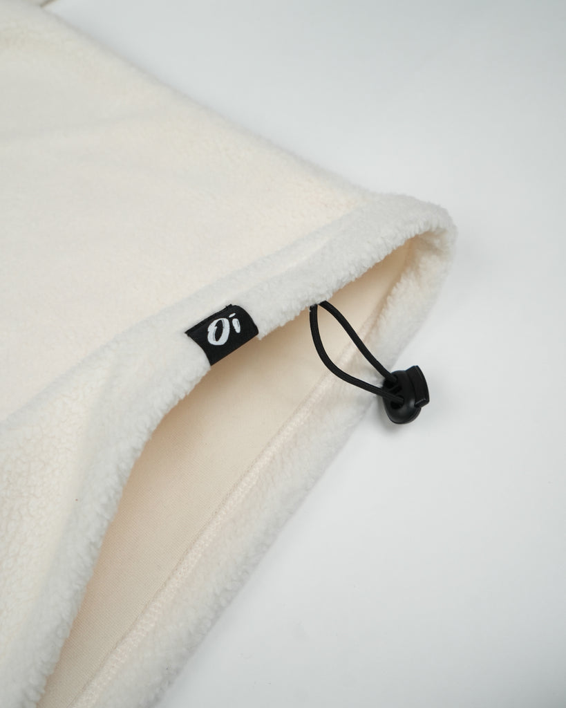 Unisex cream fleece with quarter zip 