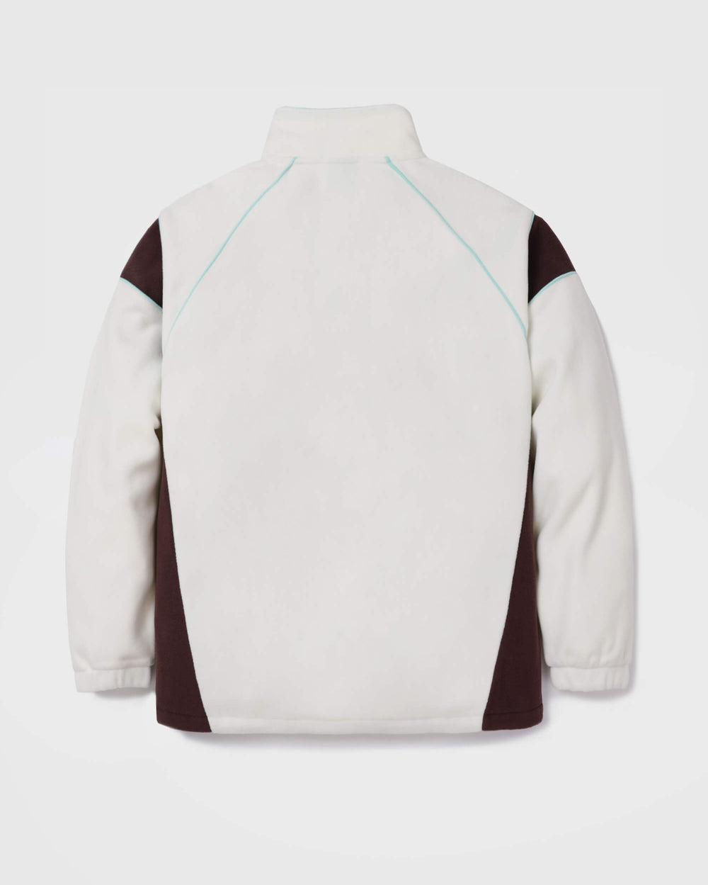 The back view of a the OutsideIn Cream and Brown Canyon Quarter Zip Fleece flat lay