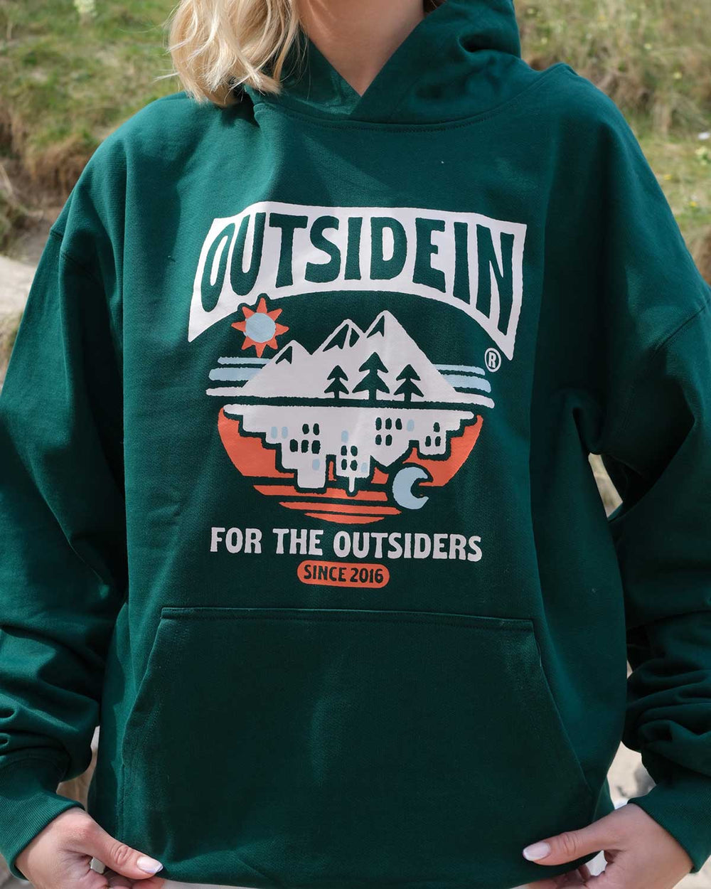 Close up of OutsideIn For The Outsiders Hoodie 