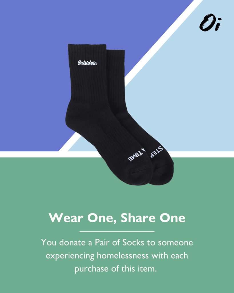 you donate a pair of socks to someone experiencing homelessness with each purchase of this item