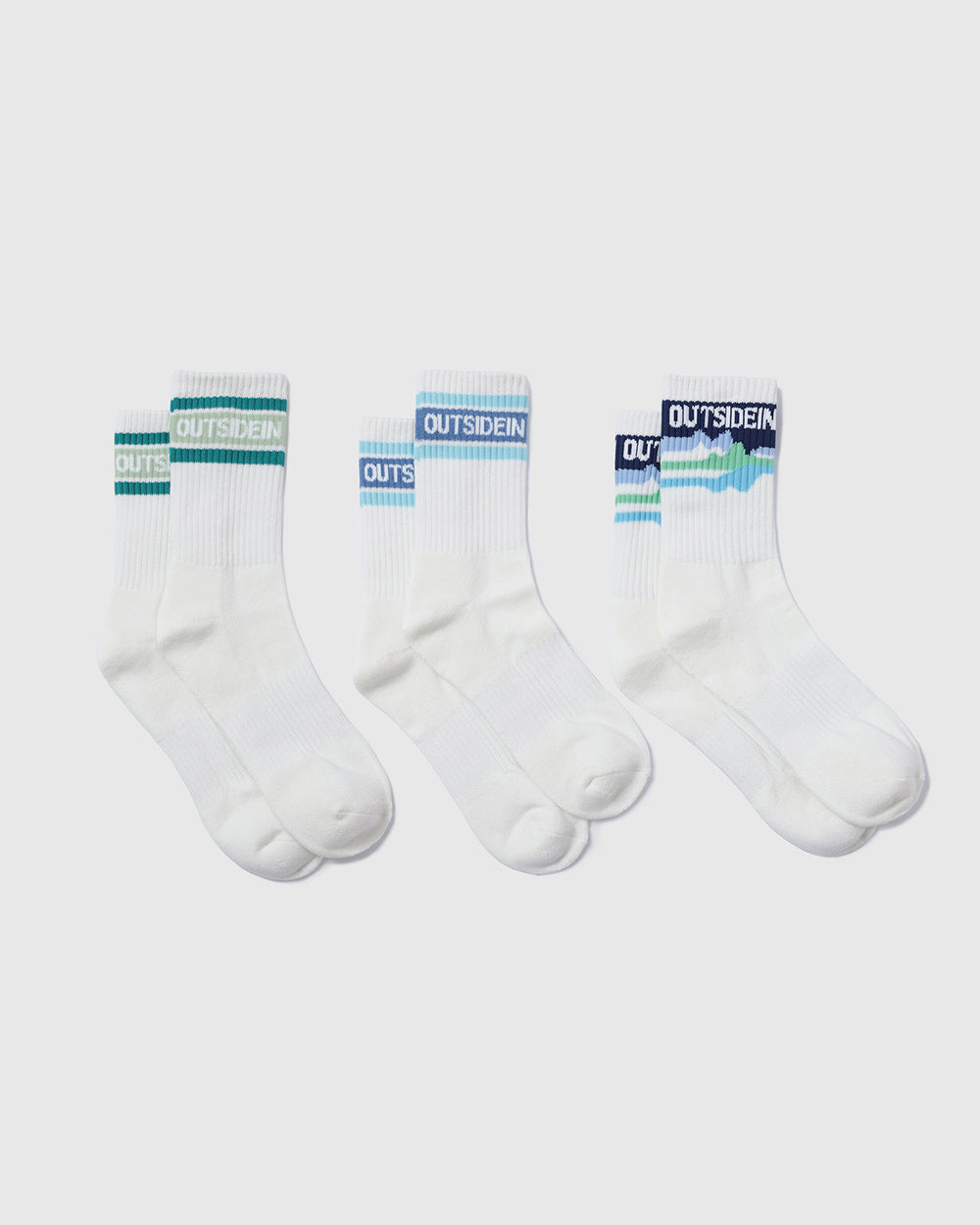 Outside In Green, Blue & Multi Blue Cloud Dancer Socks - 3 Pack