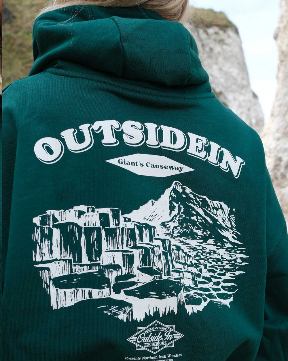 Close up of OutsideIn Causeway Pine Hoodie Back
