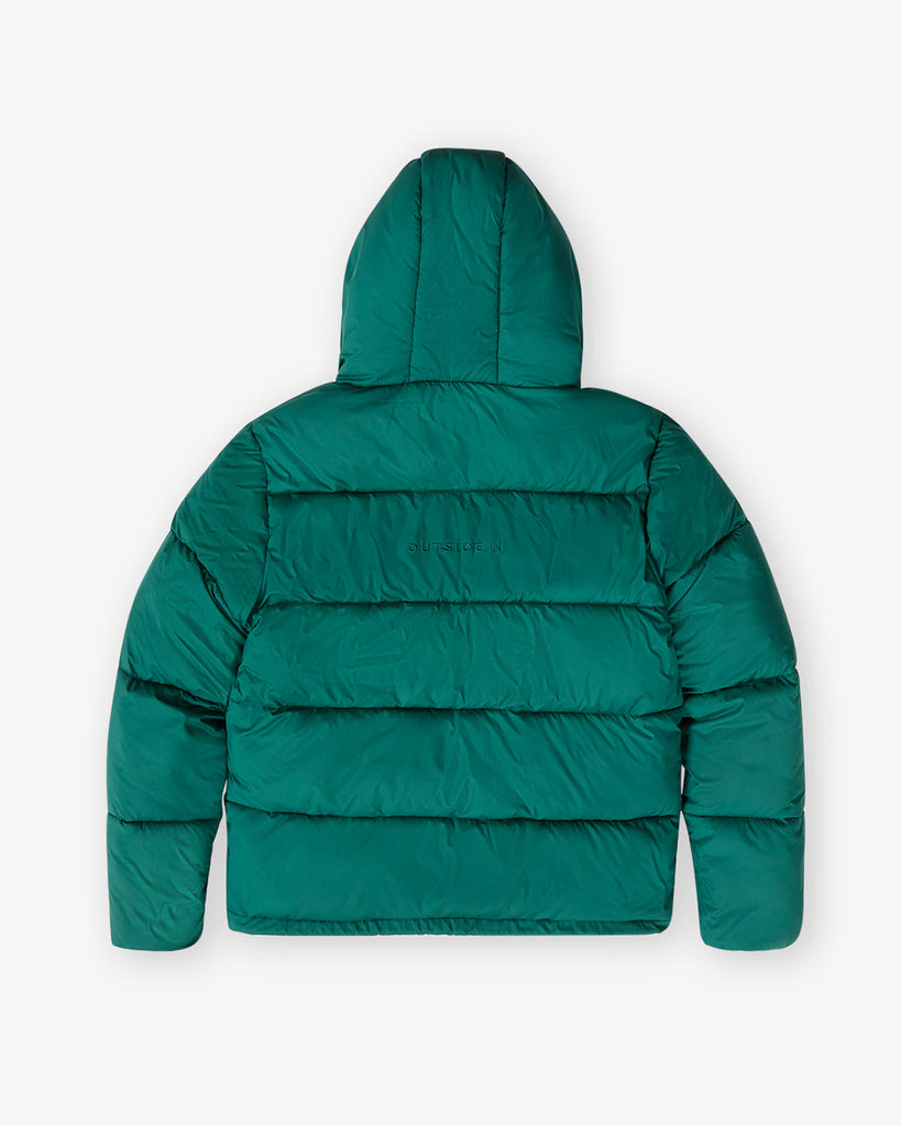 Green Panel Puffer Jacket with hood