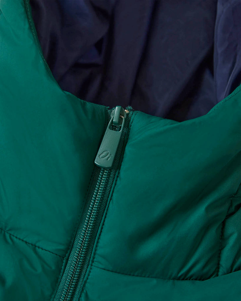 Green Panel Puffer Jacket with zip