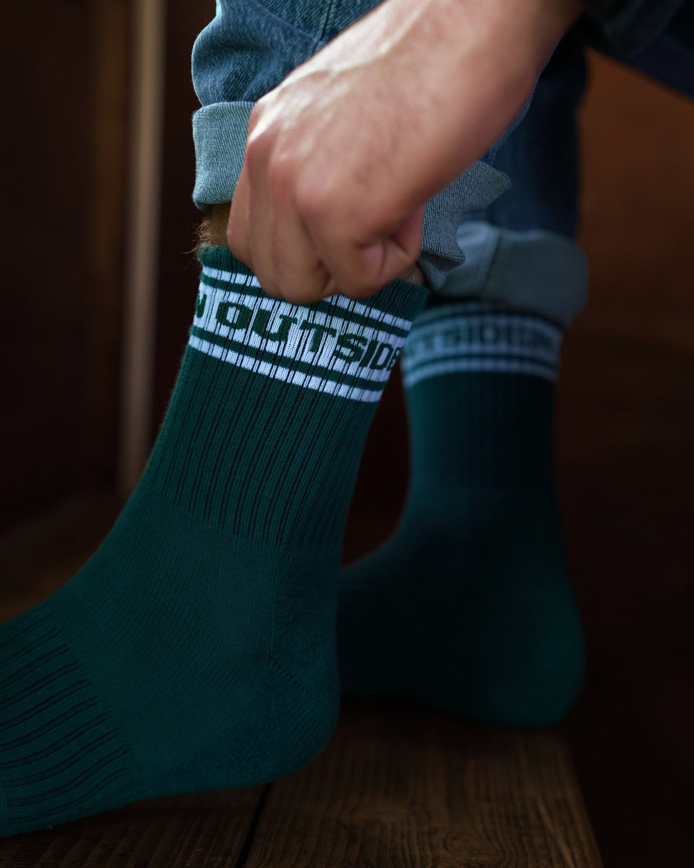 OutsideIn Green Vintage Socks, model shot