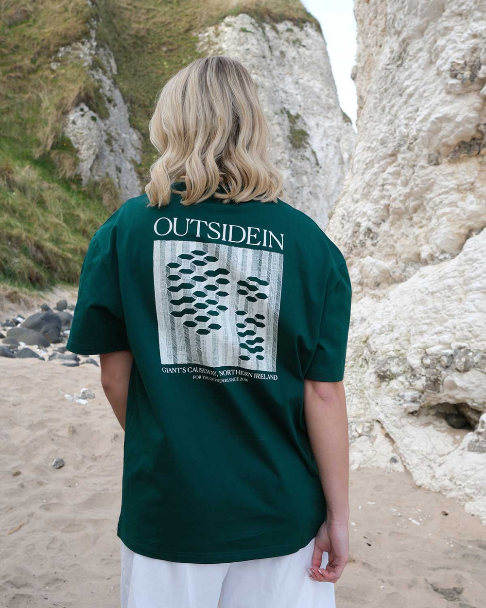 Back view of Green Abstract Causeway T shirt