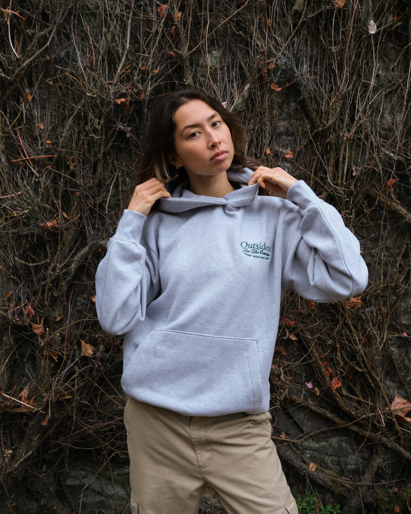 Grey hoodie with graphic