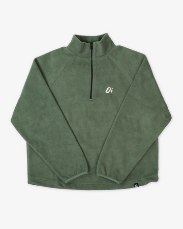 Khaki fleece jacket, minimalist essential fleece, unisex casual outerwear.