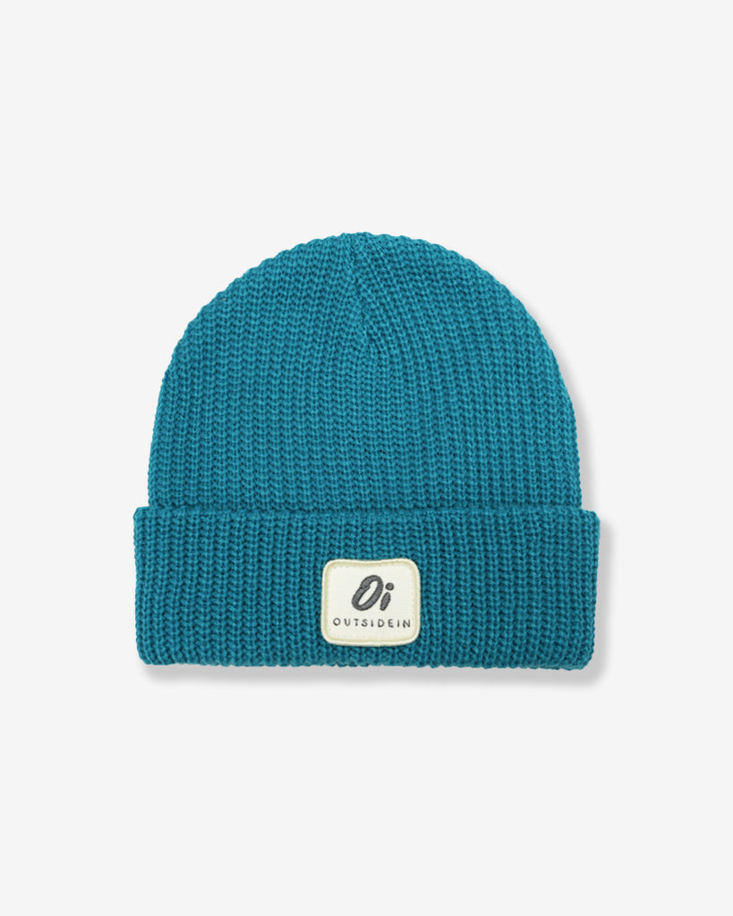 Teal kids beanie, warm winter hat for children, cosy and comfortable.