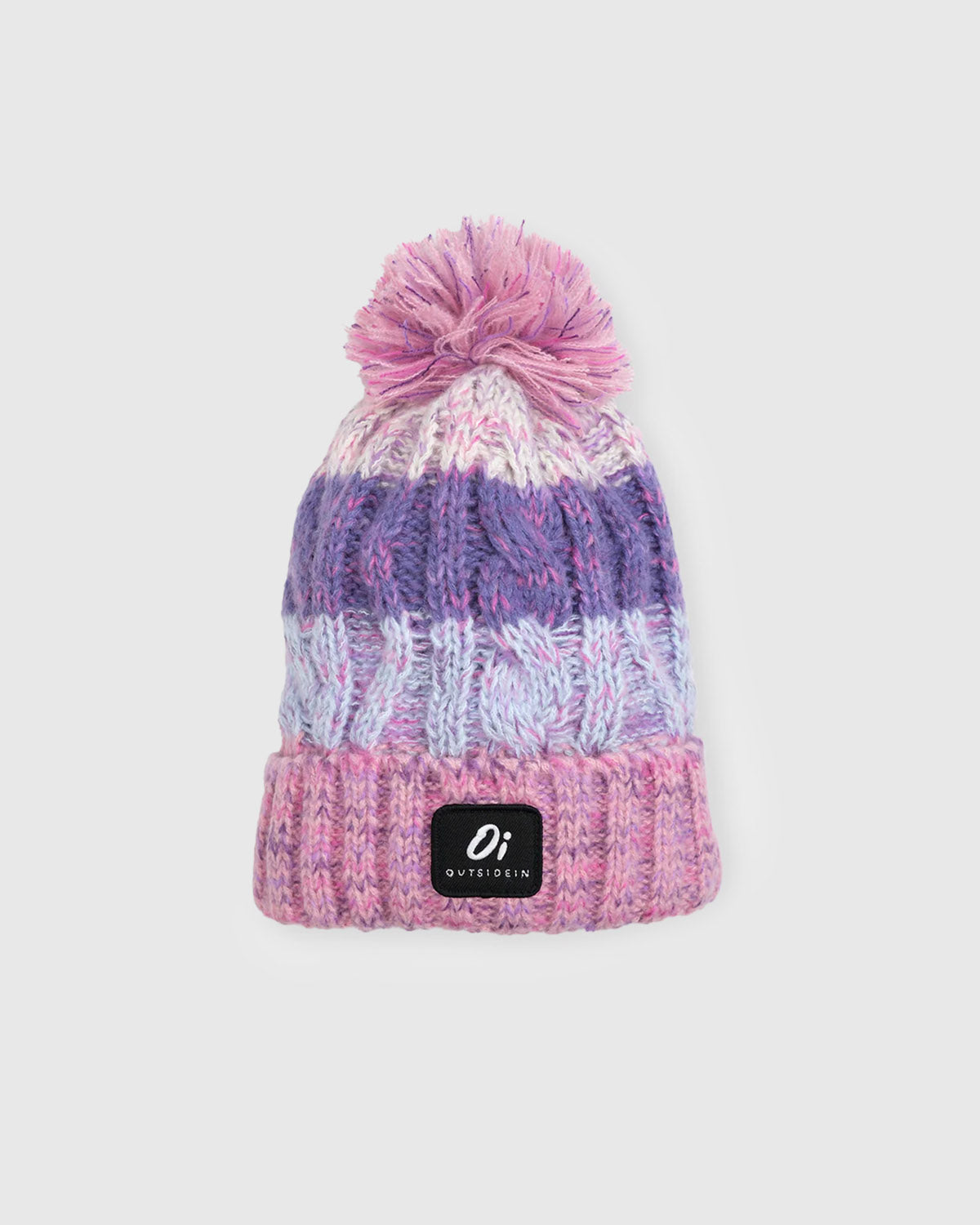 Pink and Purple Knit Pom-Pom Hat BRITTS KNITS POWDER KNIT ULTRA SOFT POM HAT-Multiple Colors  main image 3
