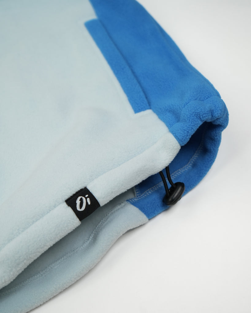 Unisex Light Blue Canyon Fleece with 1/4 zip and adjustable toggle fastening