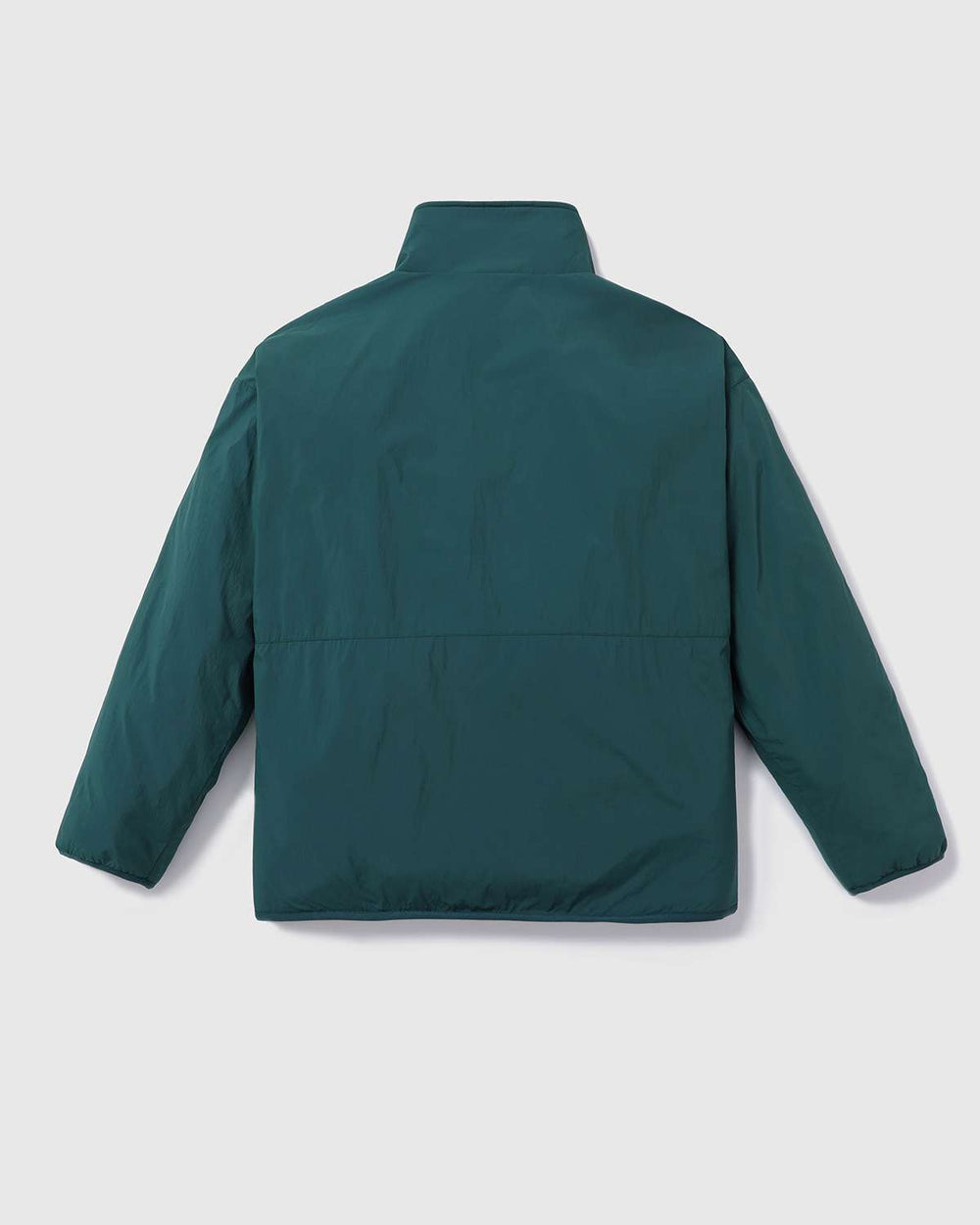 Reversible fleece jacket back in dark teal with stand collar