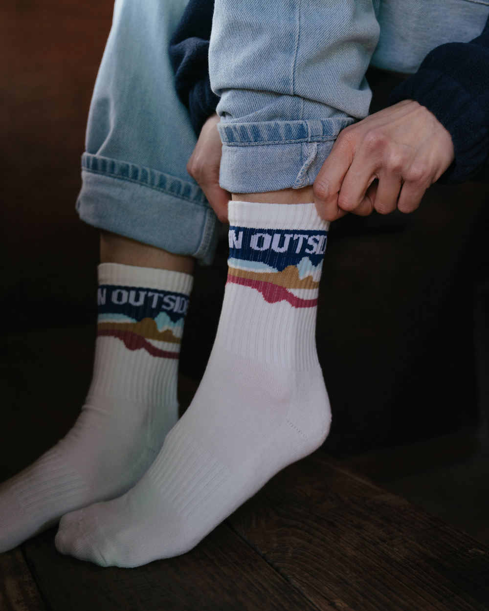 OutsideIn Mountain Vintage Socks, model shot