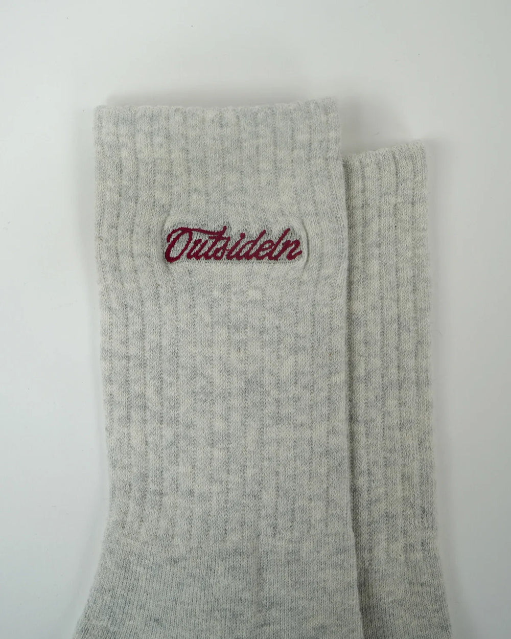 OutsideIn Neutral Marl Embroidered Socks, close view embroidered