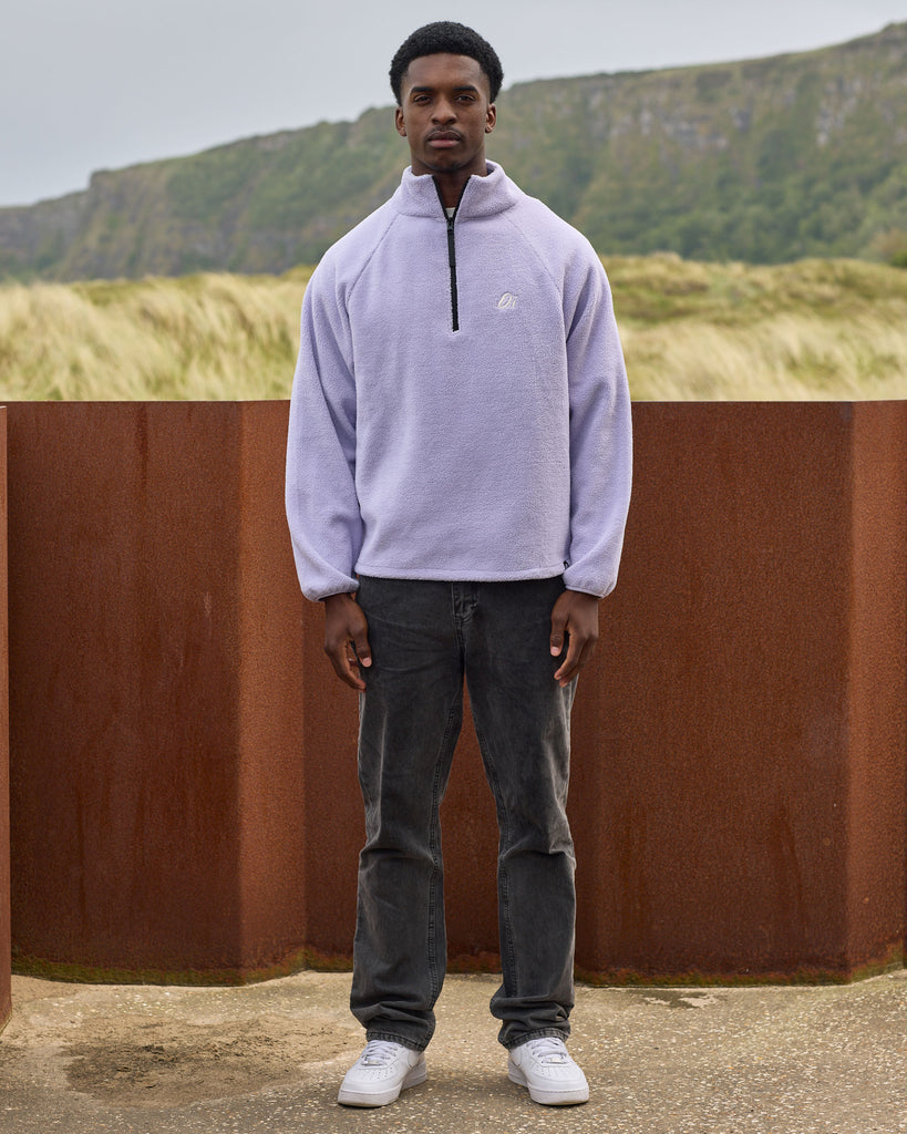 Unisex lavender fleece with quarter zip 