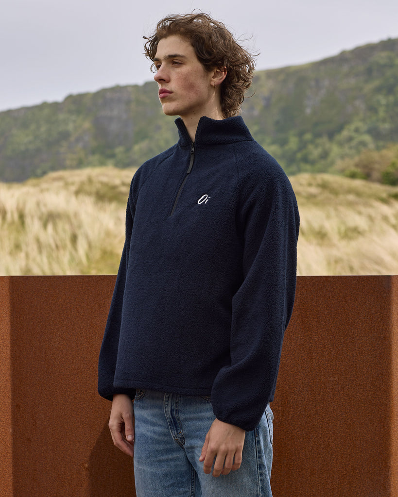 Unisex Navy fleece with quarter zip 
