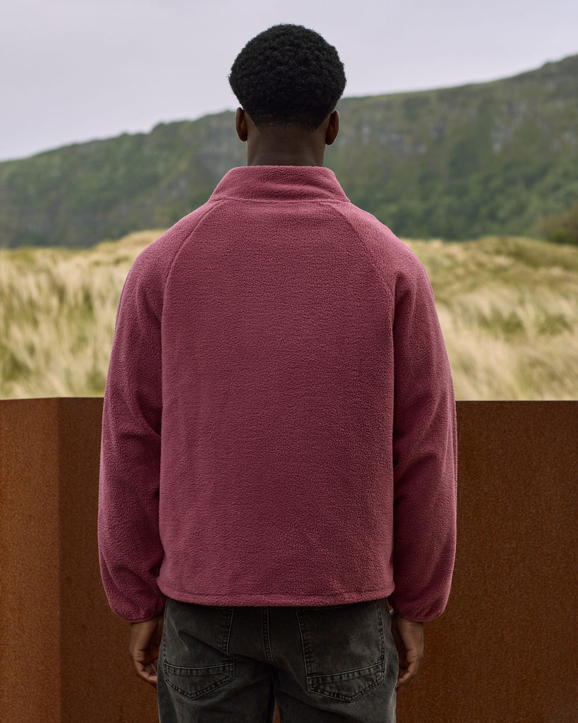 Unisex raspberry pink fleece with quarter zip 