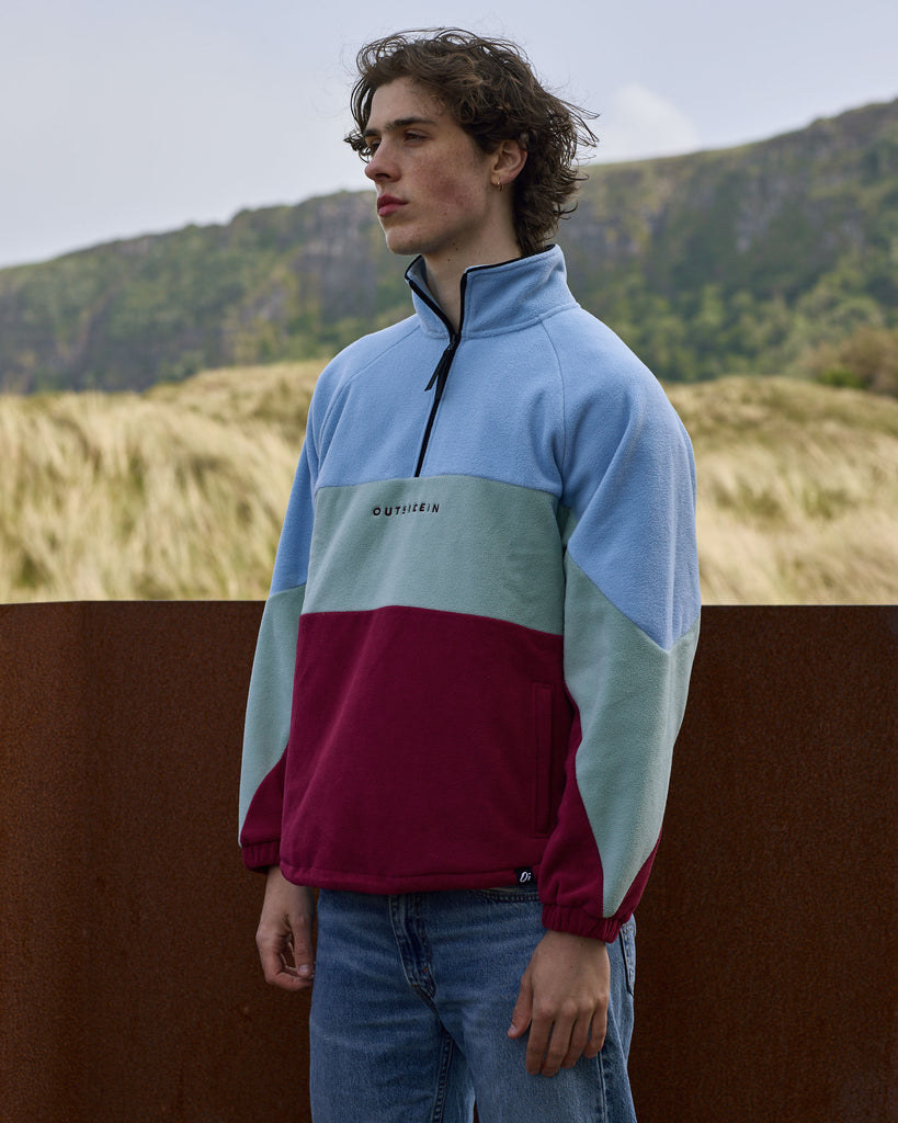 Blue Sage Band Fleece with panelled design, toggle fastening, and cosy pockets