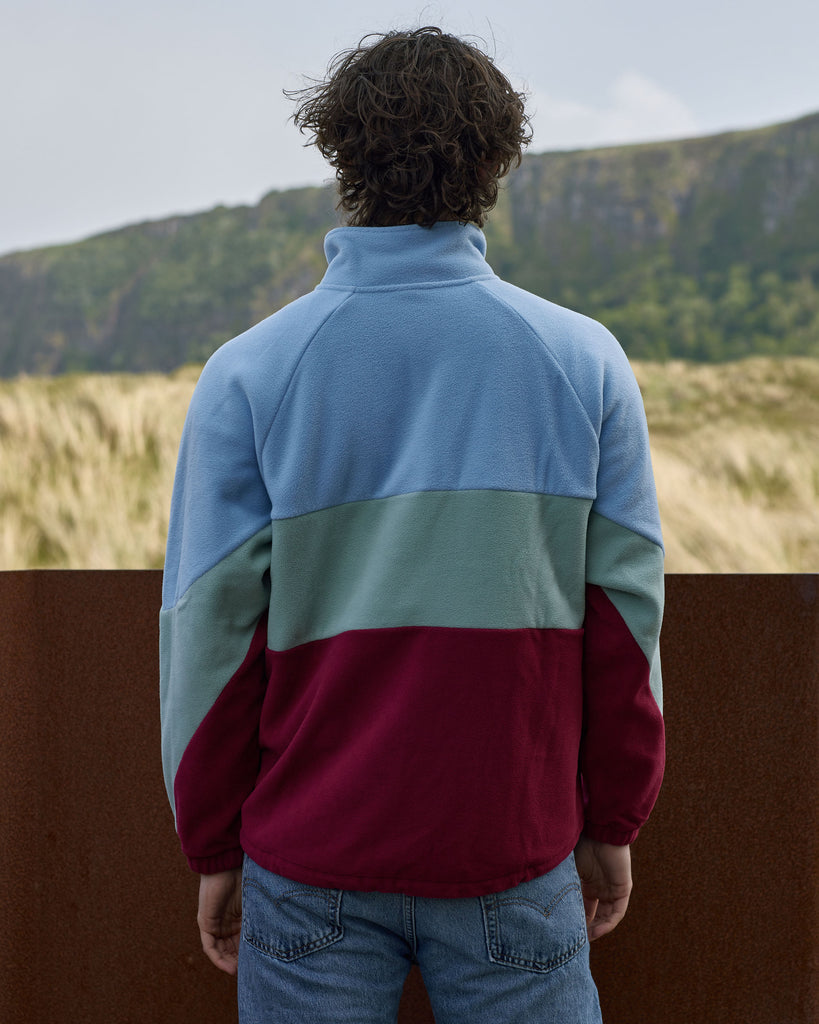 Blue Sage Band Fleece with panelled design, toggle fastening, and cosy pockets