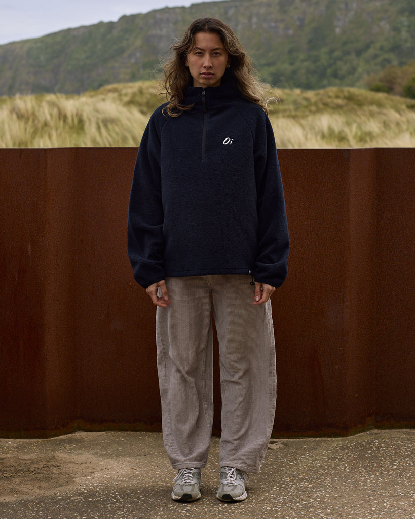 Unisex Navy fleece with quarter zip 