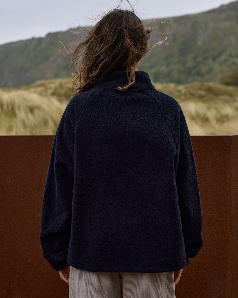 Unisex Navy fleece with quarter zip 