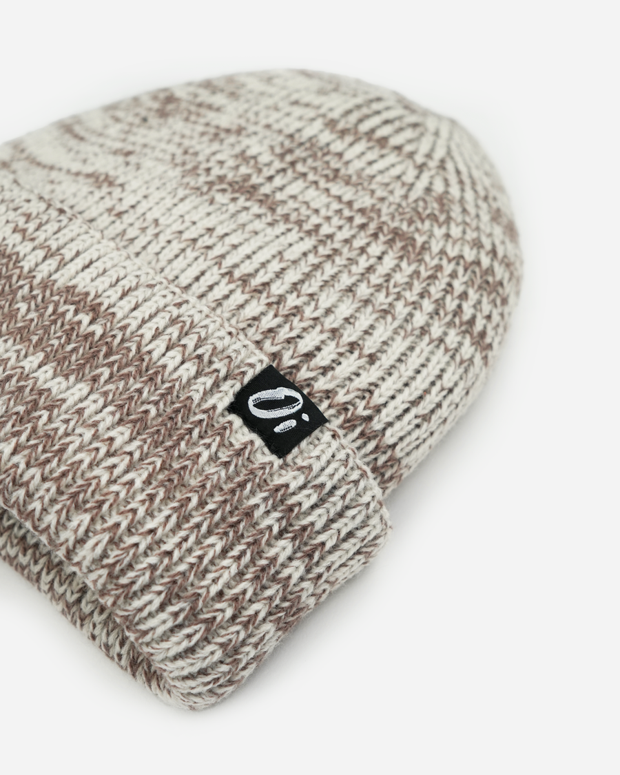 OutsideIn Oatmeal thermal beanie hat, knitted winter cap, cosy unisex warm accessory.
