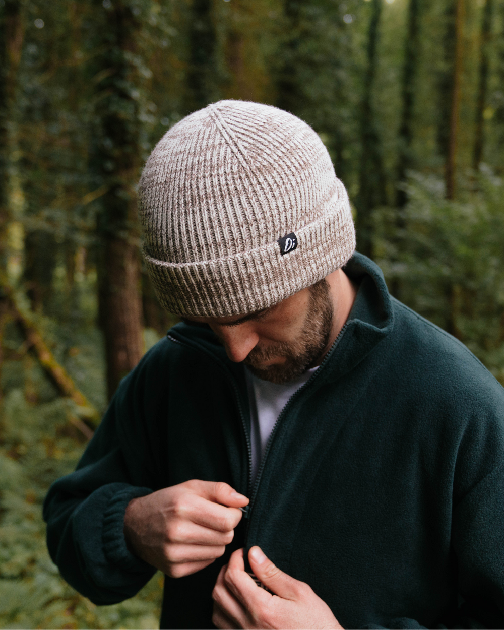 OutsideIn Oatmeal thermal beanie hat, knitted winter cap, cosy unisex warm accessory.