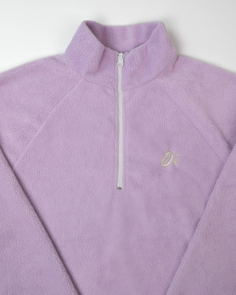 Orchid purple fleece jacket, minimalist essential fleece, unisex casual outerwear.