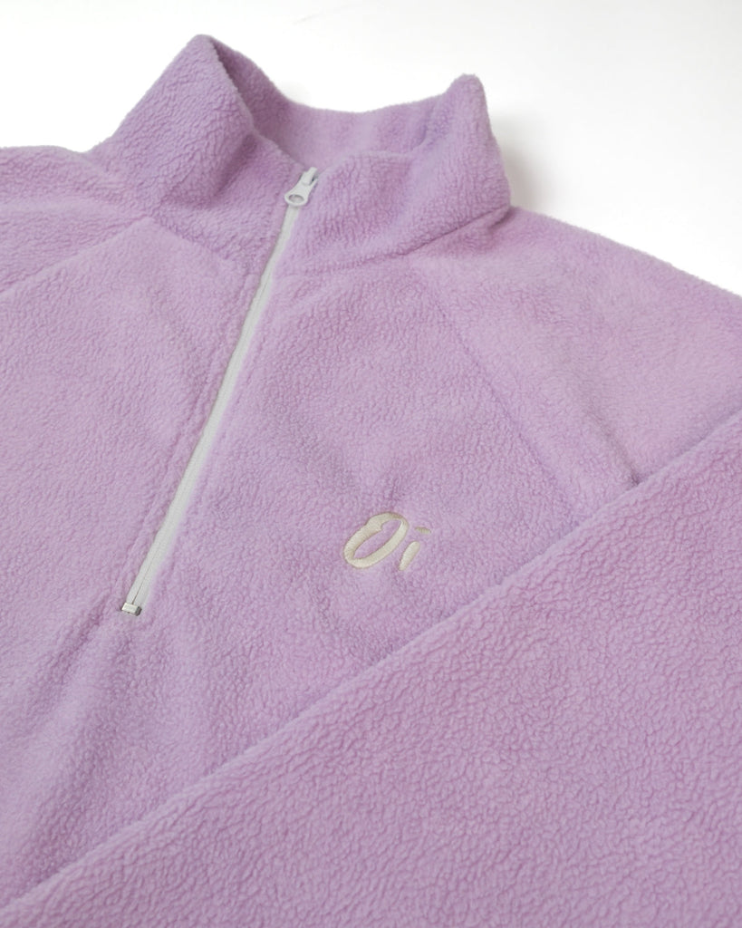 Orchid purple fleece jacket, minimalist essential fleece, unisex casual outerwear.