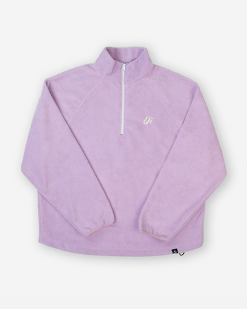 Orchid purple fleece jacket, minimalist essential fleece, unisex casual outerwear.