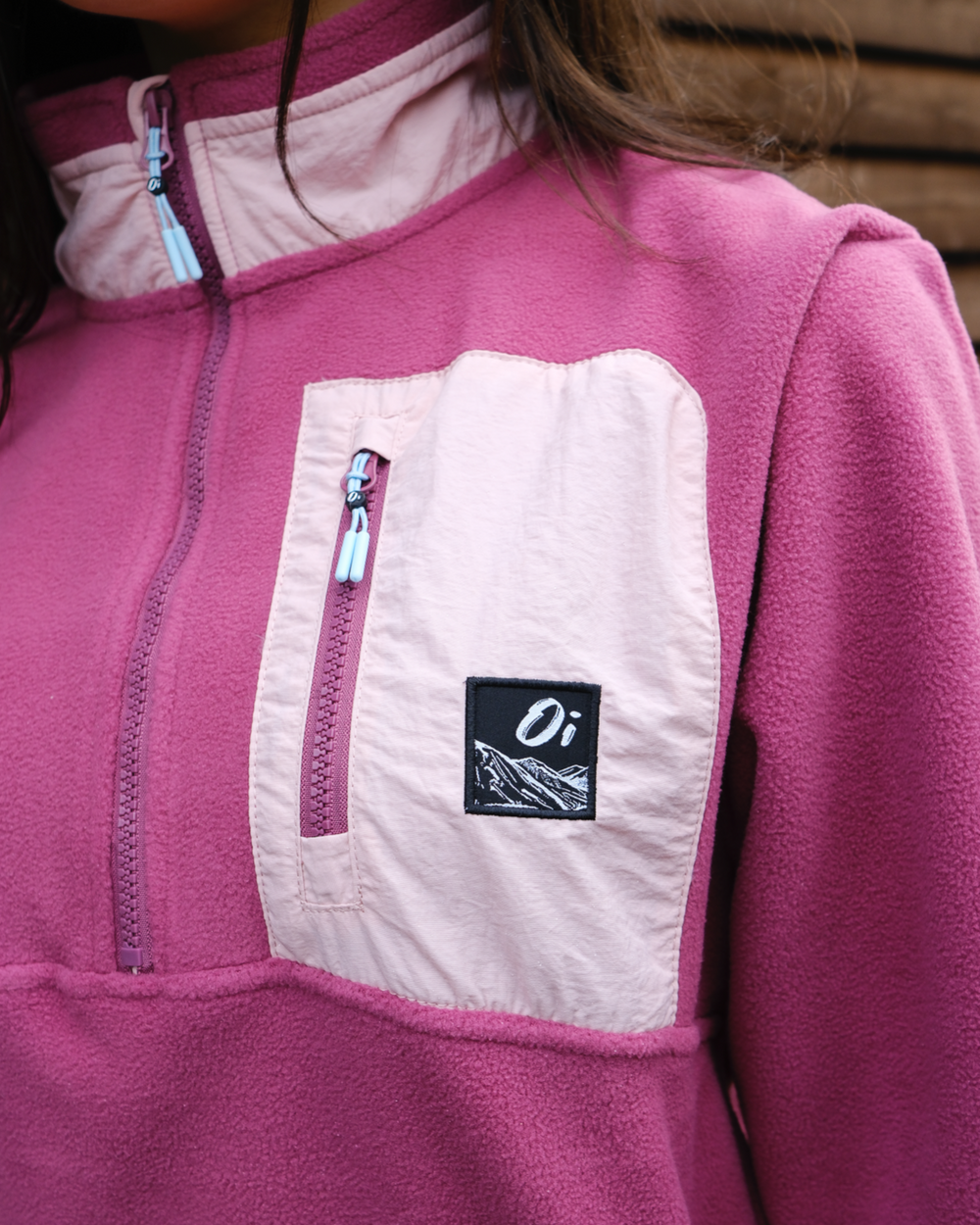 OutsideIn Berry & Rose Signature Pocket Fleece Close-up